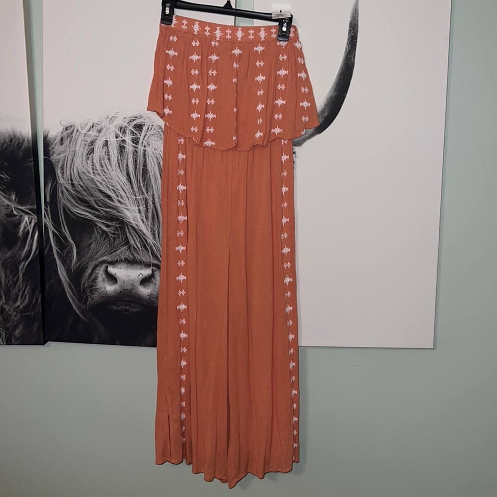 Orange Strapless Jumpsuit
